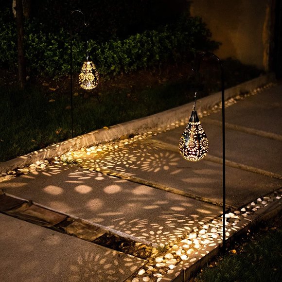 New Set of 2 Outdoor Boho Hanging Solar Lights - Picture 1 of 6